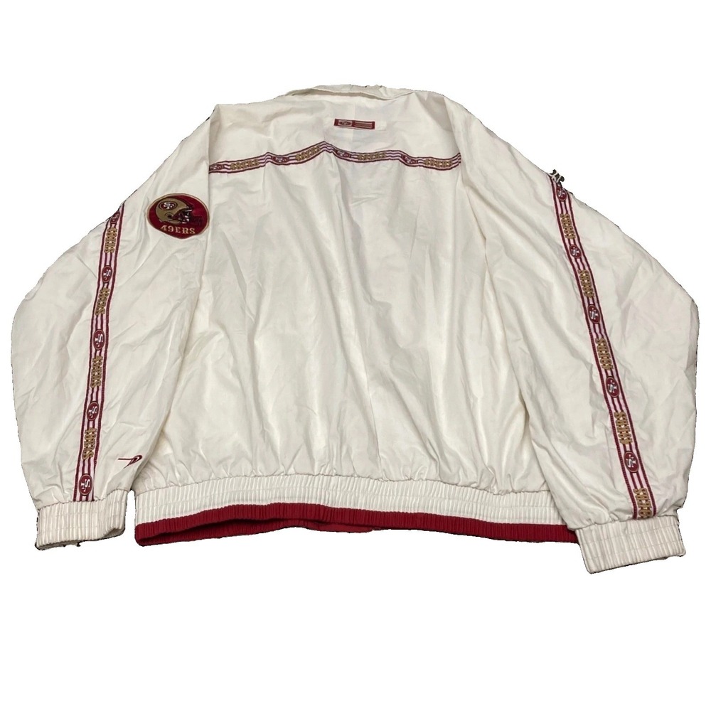 Vintage Pro Player San Francisco 49ers Windbreaker Jacket White Mens XL NFL - Picture 4 of 8